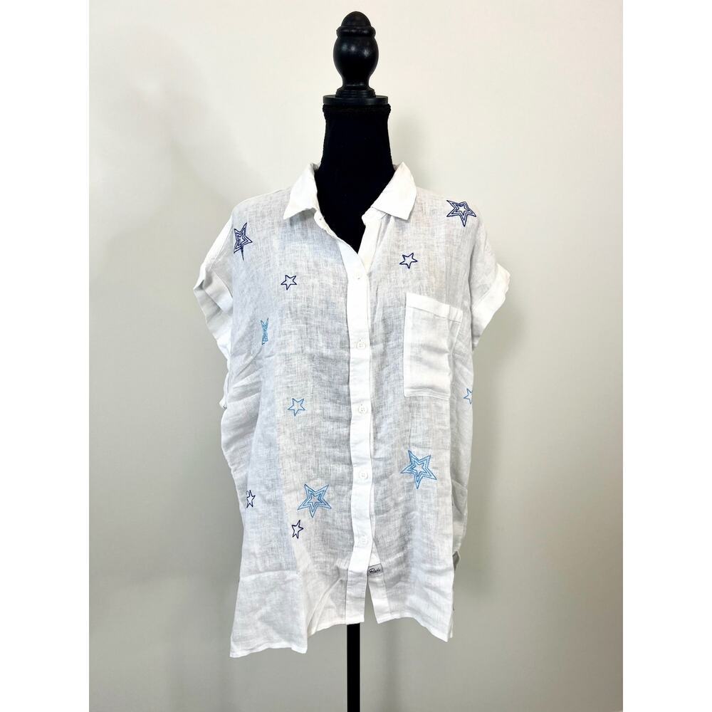 Rails Whitney Shirt in Navy Stitched Stars Size XL Button Front Relaxed Fit